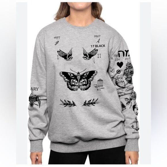 Harry Styles Tattoo 95 Jersey Gray Crewneck Sweatshirt medium - Picture 1 of 7